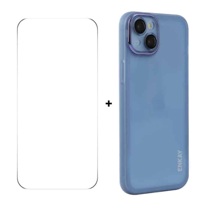 ENKAY Hat-Prince durchscheinende, matte TPU-Telefonhülle mit Linsenfolie + 9H Big Arc Edge-Folie, For iPhone 14 Plus, For iPhone 14, For iPhone 14 Pro, For iPhone 14 Pro Max – Bild 1