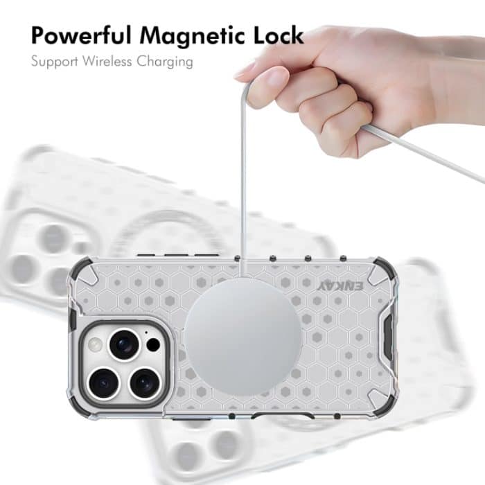 ENKAY Hat-Prince Honeycomb MagSafe Stoßfeste Telefonhülle mit großem Bogenkantenfilm, For iPhone 16 Pro Max, For iPhone 16 Pro, For iPhone 16 Plus, For iPhone 16 – Bild 5