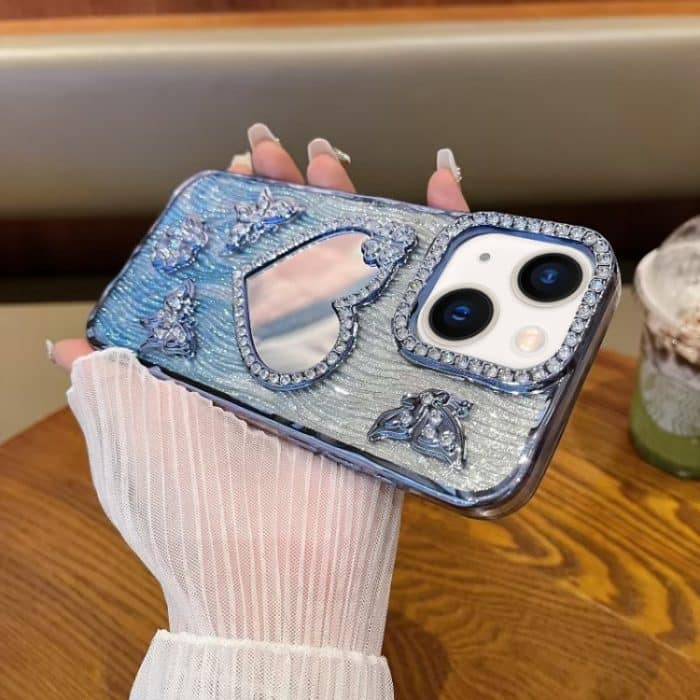 SYA002686809A.jpg Handyhülle in Herzform mit Glitzersteinen und Spiegel, For iPhone 13, For iPhone 12, For iPhone 12 Pro Max, For iPhone 12 Pro – Bild 1