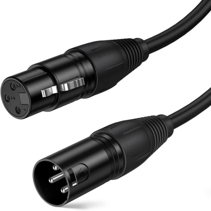 XLR-Mikrofonkabel, 1,5 m, XLR-Stecker auf XLR-Buchse, symmetrisches 3-poliges Mikrofonkabel, schwarz – Bild 1
