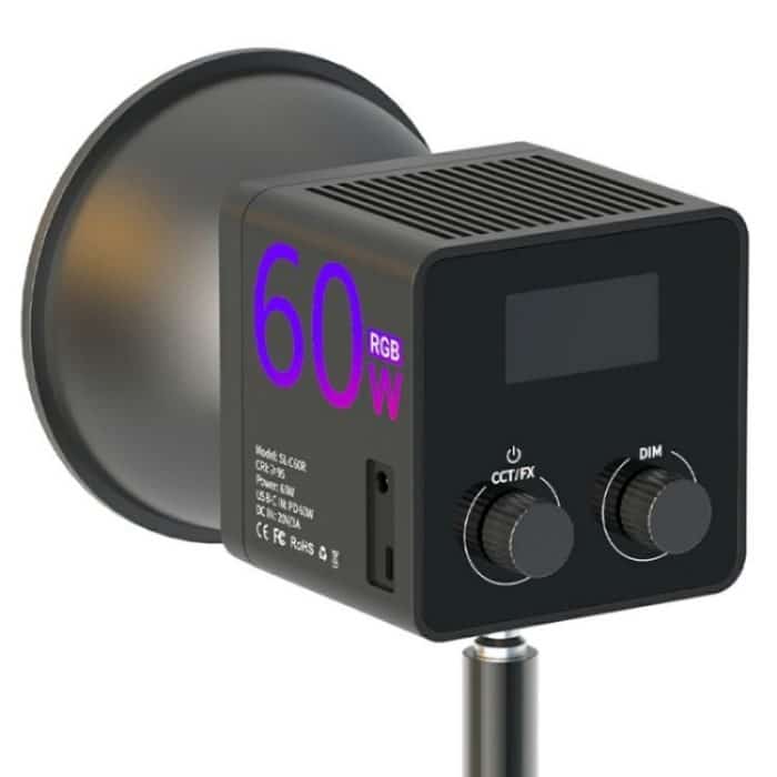 C60R 60W RGB Bühnenlampe Professionelle Videofotografie COB Fülllicht mit 8 Batterien, US Plug, UK Plug, EU Plug – Bild 2