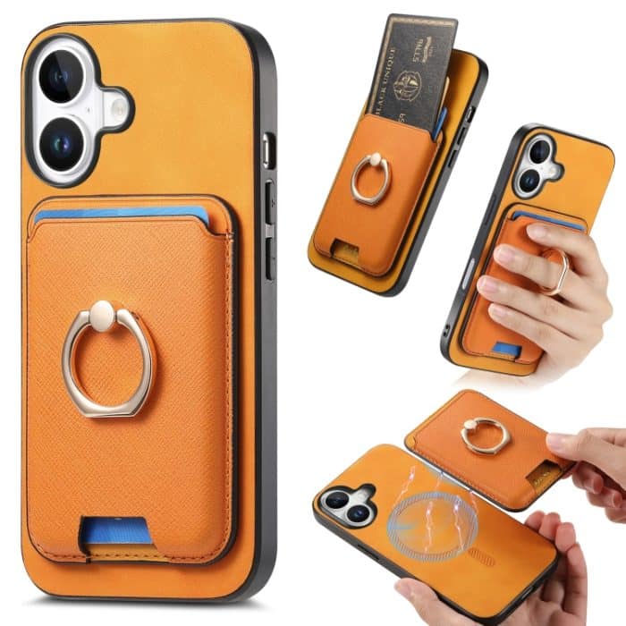 Retro Cross Leder Kartentasche MagSafe Handyhülle, For iPhone 16, For iPhone 15 Pro Max, For iPhone 15 Pro – Bild 1