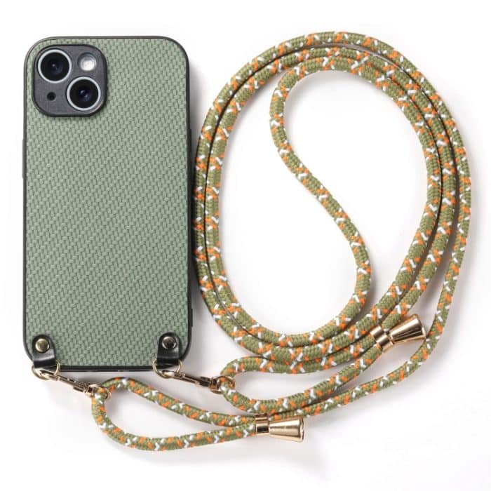 Telefonhülle mit Carbonfaser-Textur und Lederrückseite und Umhängegurt, For iPhone 13 mini, For iPhone 12, For iPhone 12 Pro Max, For iPhone 12 Pro – Bild 3