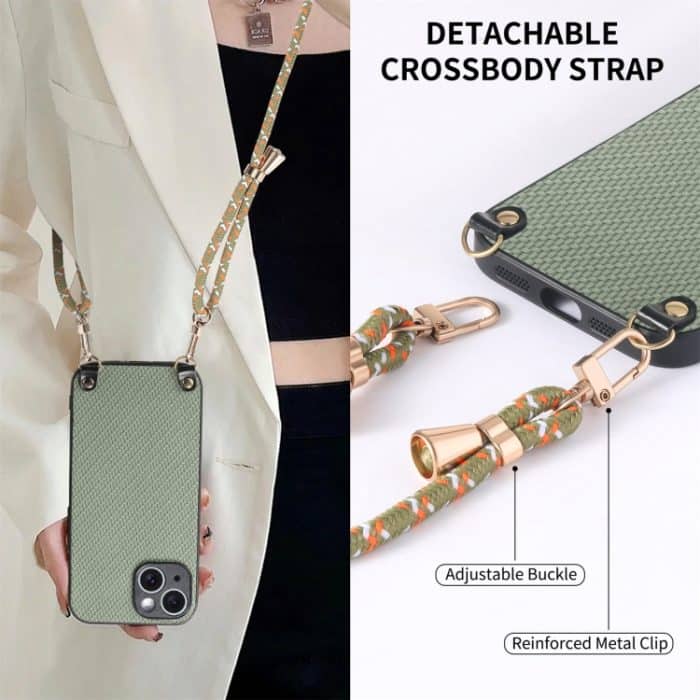 Telefonhülle mit Carbonfaser-Textur und Lederrückseite und Umhängegurt, For iPhone XR, For iPhone XS Max, For iPhone 7 / 8 / SE 2022 / SE 2020, For iPhone X / XS – Bild 8