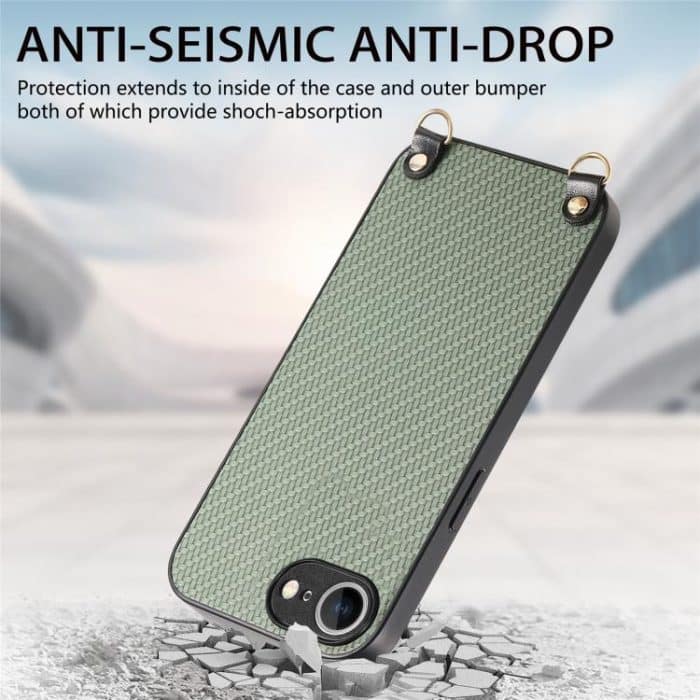 Telefonhülle mit Carbonfaser-Textur und Lederrückseite und Umhängegurt, For iPhone 16e, For iPhone 16 Pro Max, For iPhone 16 Pro, For iPhone 16 Plus – Bild 5