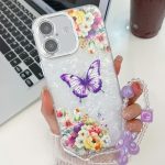 TPU-Telefonhülle mit Schmetterlings-Armband und Beschichtungstextur und Glitzerlinsenfolie, For iPhone 16, For iPhone 15 Pro Max, For iPhone 15 Pro, For iPhone 15