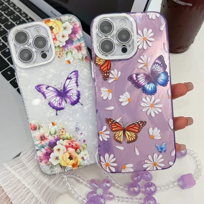 TPU-Telefonhülle mit Schmetterlings-Armband und Beschichtungstextur und Glitzerlinsenfolie, For iPhone 16e, For iPhone 16 Pro Max, For iPhone 16 Pro, For iPhone 16 Plus – Bild 2