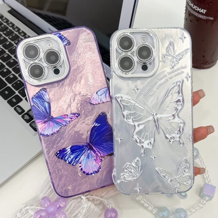 TPU-Telefonhülle mit Schmetterlings-Armband und Beschichtungstextur und Glitzerlinsenfolie, For iPhone 16e, For iPhone 16 Pro Max, For iPhone 16 Pro, For iPhone 16 Plus – Bild 3