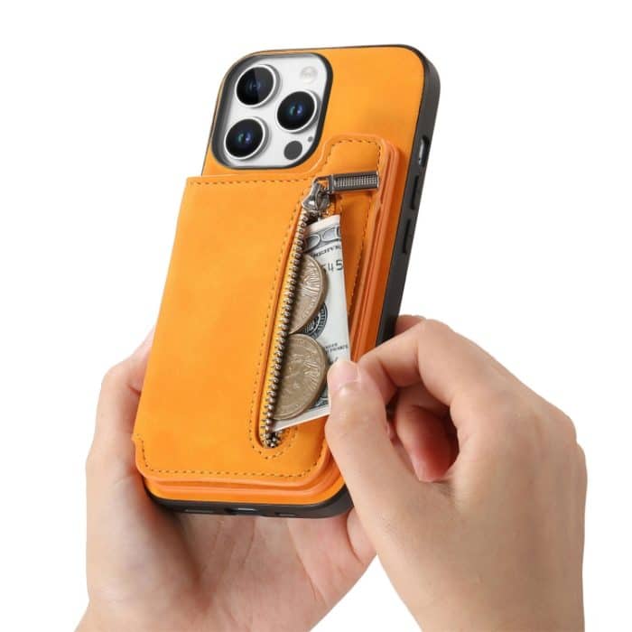 Retro MagSafe Reißverschluss Brieftasche Kartentasche Rückseite Handyhülle, For iPhone 16 Pro Max, For iPhone 16 Pro, For iPhone 16 Plus – Bild 6