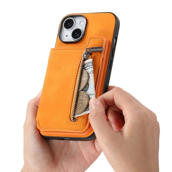 Retro MagSafe Reißverschluss Brieftasche Kartentasche Rückseite Handyhülle, For iPhone 15 Plus, For iPhone 15, For iPhone 14 Plus – Bild 6