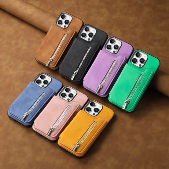 Retro MagSafe Reißverschluss Brieftasche Kartentasche Rückseite Handyhülle, For iPhone 16 Pro Max, For iPhone 16 Pro, For iPhone 16 Plus – Bild 2