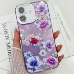 Galvanik Laser Blumen Pflanzen Textur TPU Handyhülle, For iPhone 16 Plus