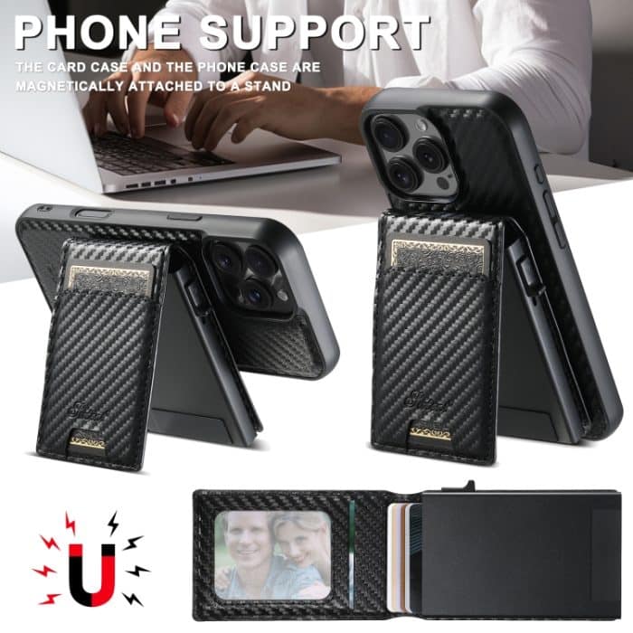 Suteni H19 Carbon Fiber Grain 2-in-1 MagSafe Abnehmbare Kartenbox Rückseite Handyhülle, For iPhone 16 Pro Max, For iPhone 16 Pro, For iPhone 16 Plus, For iPhone 16, For iPhone 15 Pro Max, For iPhone 15 Pro, For iPhone 15 Plus, For iPhone 15... – Bild 2