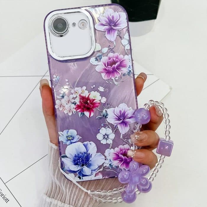 SYA002743314A.jpg Galvanisieren Blumen Pflanzen Textur Armband TPU Handyhülle, For iPhone 16e – Bild 1