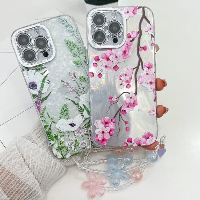 Galvanisieren Blumen Pflanzen Textur Armband TPU Handyhülle, For iPhone 16 Pro Max – Bild 2