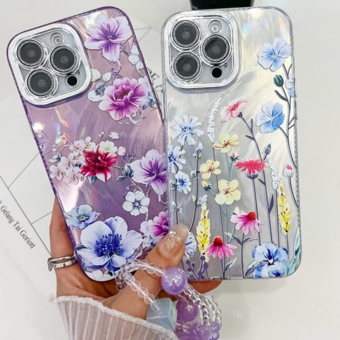 Galvanisieren Blumen Pflanzen Textur Armband TPU Handyhülle, For iPhone 16e – Bild 3