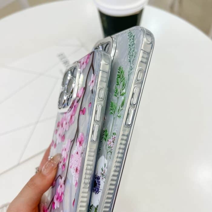 Galvanisieren Blumen Pflanzen Textur Armband TPU Handyhülle, For iPhone 15 Pro Max – Bild 6