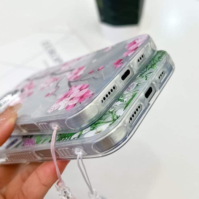 Galvanisieren Blumen Pflanzen Textur Armband TPU Handyhülle, For iPhone 15 Pro Max – Bild 7