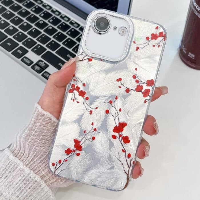 SYA002743614A.jpg Galvanisierte TPU-Telefonhülle mit Blumenstruktur, For iPhone 16e, For iPhone 16 Pro Max, For iPhone 16 Pro, For iPhone 16 Plus – Bild 1