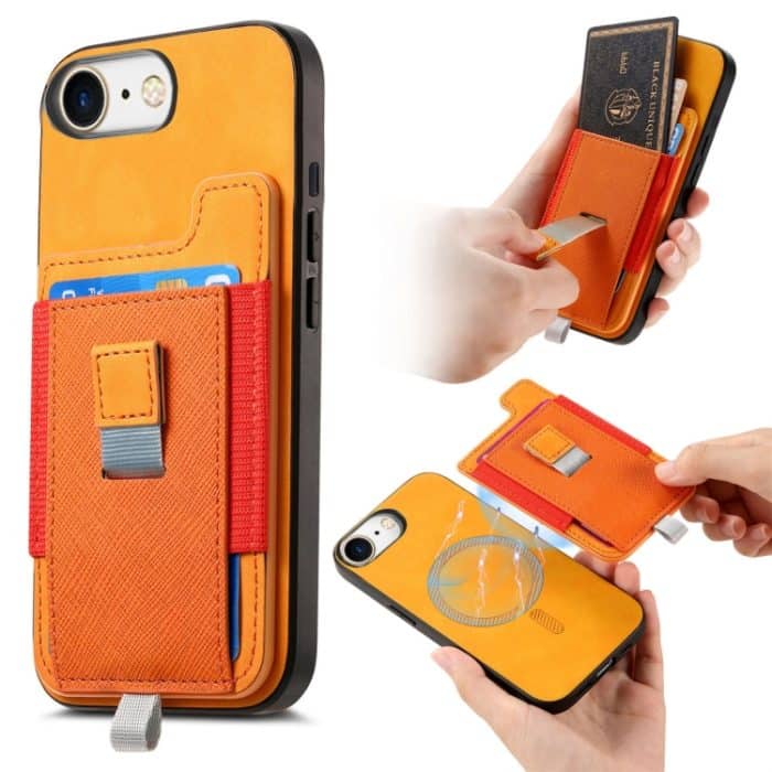 SYA002753122A.jpg Retro Magsafe Cross Leder Herausziehbare Kartentasche Rückseite Handyhülle, For iPhone 7 / 8 / SE 2022, For iPhone 13 Pro Max, For iPhone 13 Pro – Bild 1