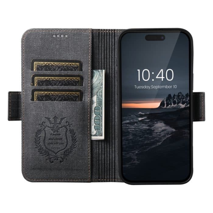 Suteni J07 Multifunktionale horizontale MagSafe Denim-Leder-Telefonhülle, For iPhone 12 Pro Max, For iPhone 12 Pro – Bild 7