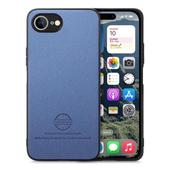 Telefonhülle aus Twillstoff mit Lederrücken, For iPhone 16e, For iPhone 16 Pro Max, For iPhone 16 Pro – Bild 1