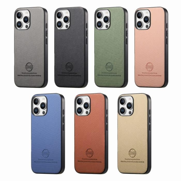 Telefonhülle aus Twillstoff mit Lederrücken, For iPhone 16 Plus, For iPhone 16, For iPhone 15 Pro Max – Bild 2