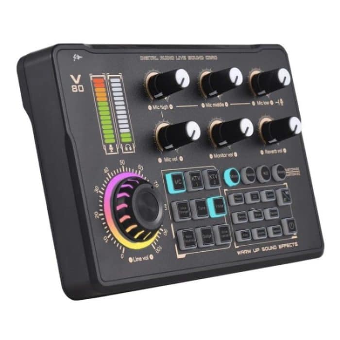 SYA0027743.jpg V80 Für Handy Computer Tragbare Live-Streaming Karaoke Soundkarte Mixer – Bild 1