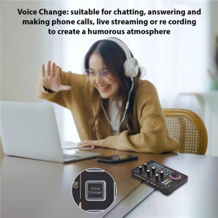 V80 Für Handy Computer Tragbare Live-Streaming Karaoke Soundkarte Mixer – Bild 7