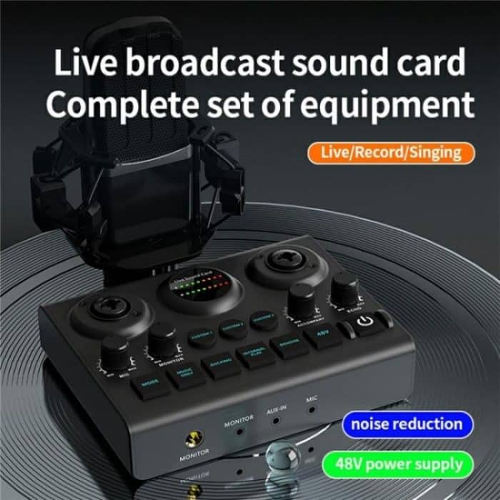 F10 48V Live-Streaming Soundkarte Audio-Mixer Phantomspeisung Mixer – Bild 4