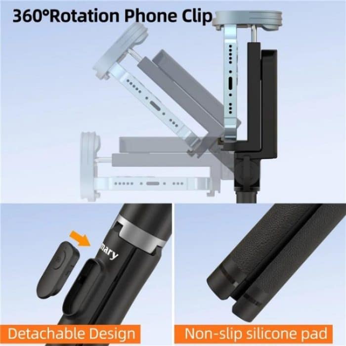 JMARY KT-259 360 Grad drehbarer Telefonclip Einziehbares Selfie-Stick-Stativ – Bild 7