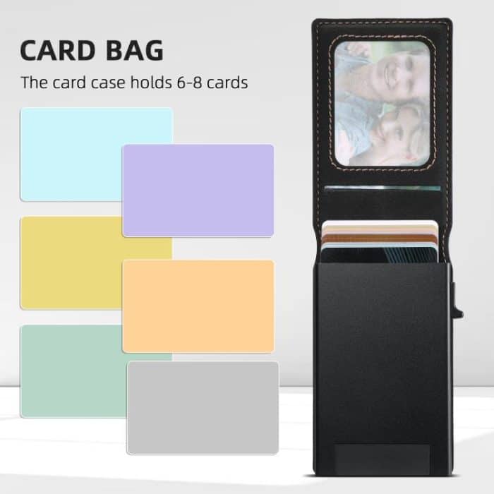 Suteni Litchi Texture Magnetischer Tastendruck Automatisches Aufspringen der Kartenbox – Bild 3