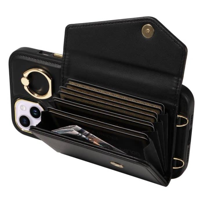 Diagonal Crossbody Ring Organ Wallet Leather Back Phone Case, For iPhone 15 Plus, For iPhone 15, For iPhone 14 Plus – Bild 5