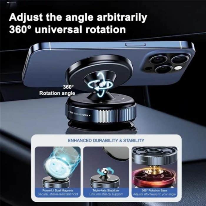 K009 360 Degree Rotation Navigation Holder Mechanical Vacuum Suction Magnetic Car Stand, K009 (Black), K009 (White) – Bild 5