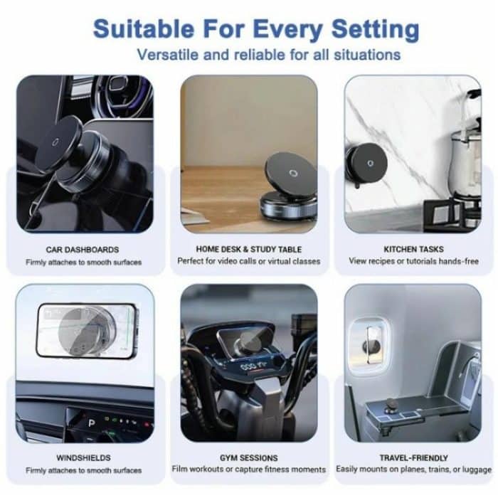 K009 360 Degree Rotation Navigation Holder Mechanical Vacuum Suction Magnetic Car Stand, K009 (Black), K009 (White) – Bild 7