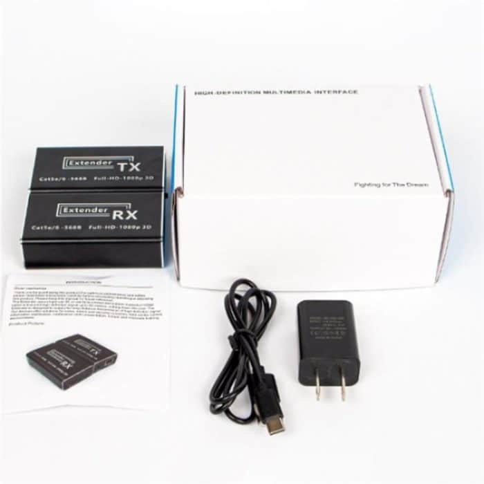 D1-1 / D2-1 Network Cable HD Video Signal Transmitter 50m Extender HDMI to RJ45 Extender, US Plug, EU Plug – Bild 10