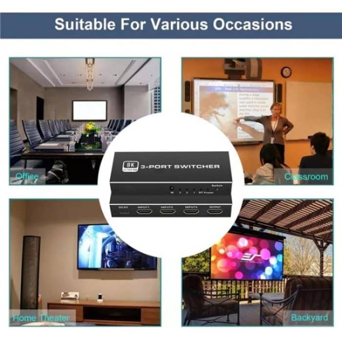Q8Q3-3 Gaming-Heimkino HDMI 2.1-Switch 3x1 8K 4K 120Hz HDR Audio-Video-Synchronizer – Bild 6