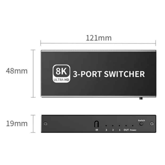 Q8Q3-3 Gaming-Heimkino HDMI 2.1-Switch 3x1 8K 4K 120Hz HDR Audio-Video-Synchronizer – Bild 10