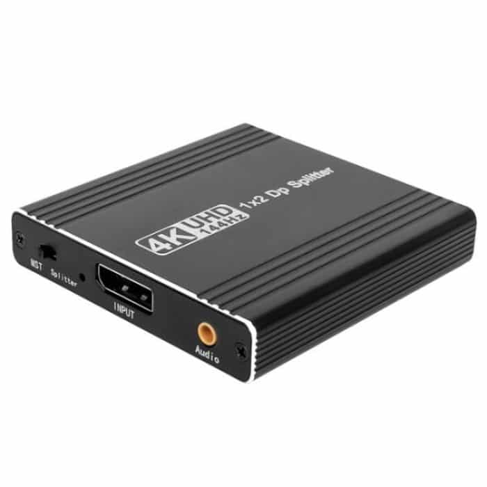 FD 1X2 4K 144HZ Audio Extractor Splitter DisplayPort 1.4 to Dual DisplayPort MST Hub, US Plug, EU Plug – Bild 1