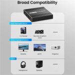 FD 1X2 4K 144HZ Audio Extractor Splitter DisplayPort 1.4 to Dual DisplayPort MST Hub, US Plug, EU Plug – Bild 6