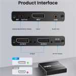 FD 1X2 4K 144HZ Audio Extractor Splitter DisplayPort 1.4 to Dual DisplayPort MST Hub, US Plug, EU Plug – Bild 8