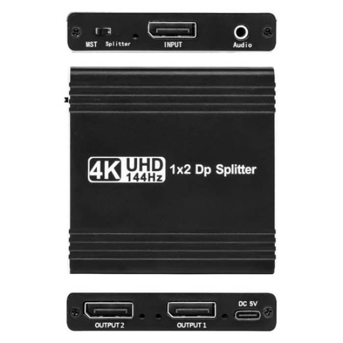 FD 1X2 4K 144HZ Audio Extractor Splitter DisplayPort 1.4 to Dual DisplayPort MST Hub, US Plug, EU Plug – Bild 10
