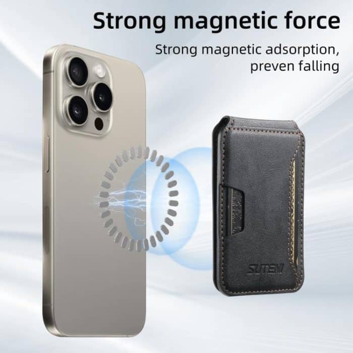 Suteni S3 Cowhide Textured MagSafe Magnetic Card Case, S3 – Bild 3