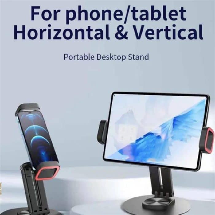 JMARY MK63 Faltbarer 360 Grad drehbarer Sockel für Desktop-Telefon- und Tablet-Halter – Bild 3