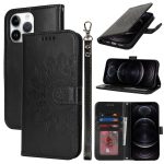 Double Fold Printed Embossing Leather Phone Case, For iPhone 12 / 12 Pro, For iPhone 12 Pro Max, For iPhone 12 mini, For iPhone 11 Pro Max