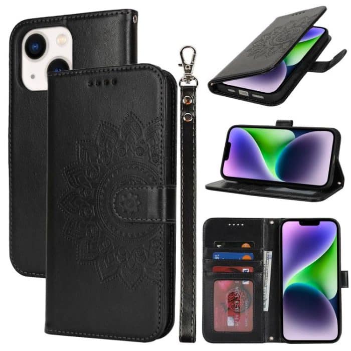 Double Fold Printed Embossing Leather Phone Case, For iPhone 14 Plus, For iPnone 14, For iPhone 14 Pro, For iPhone 14 Pro Max – Bild 1