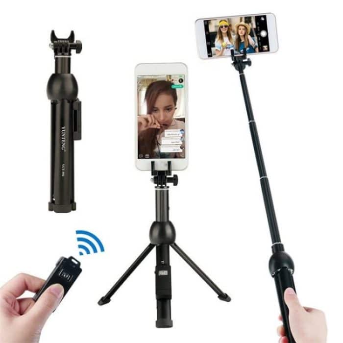 YUNTENG VCT-992 Ausziehbarer Selfie-Stick aus Aluminiumlegierung, integriertes Tischstativ mit Fernbedienung – Bild 1