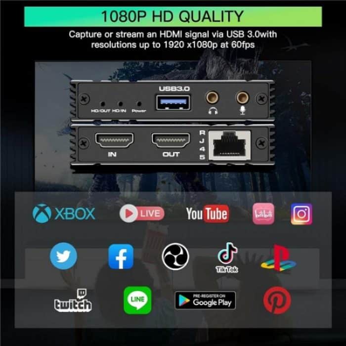 C9 USB 3.0 Gigabit Ethernet Loop-Out-Adapter 4K 60Hz HDMI-Videoaufnahmekarte – Bild 6