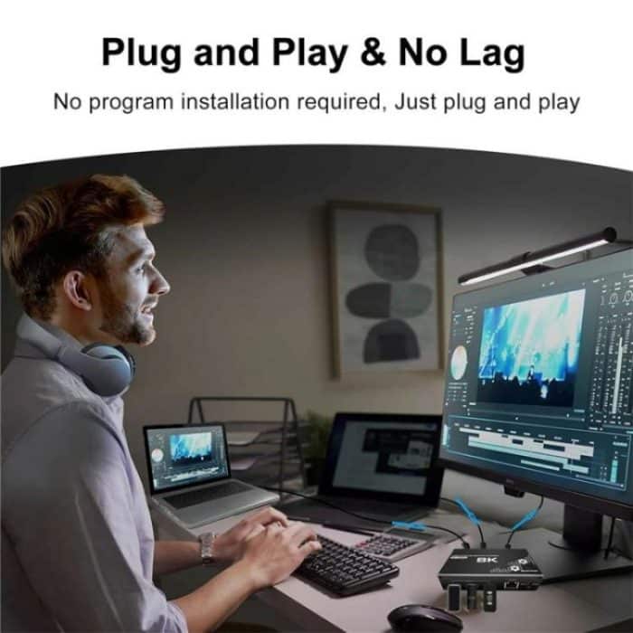 K1 2 Ports HDCP 2.3 RJ45 USB 3.0 Hubs Adapter 4K 120Hz HDMI 2.0b USB-C KVM Switch, K1 – Bild 3