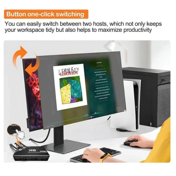 K1 2 Ports HDCP 2.3 RJ45 USB 3.0 Hubs Adapter 4K 120Hz HDMI 2.0b USB-C KVM Switch, K1 – Bild 6